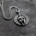 Vintage stainless steel Spartan helmet pendant necklace for men retro silver jewelry style - Pendant Only (Without Chain) (04401) / Steel