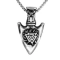 Vintage men stainless steel Viking arrowhead pendant necklace with chain fashion jewelry - Pendant Only (Without Chain) / Steel