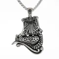 Vintage stainless steel Viking ship pendant necklace for men with Nordic rune design charms. - Pendant Only (01318 Steel Color)