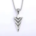Stainless steel arrow pendant necklace, silver retro finish fashion jewelry for men and women - Pendant Only (02115) / Steel