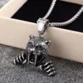 Stainless Steel Tiger Pendant Necklace Retro Animal Claw Gothic Jewelry for Unisex Adults - 40202 Tiger - With Chain 60cm / Steel