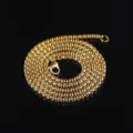 Gold stainless steel bead chain necklace detail shot showing fine links and secure clasp. - 2.5mm-60cm / Gold