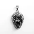 Vintage stainless steel screaming gorilla biker helmet pendant necklace variant for men women. - 40108 Pilot Gorilla - Pendant Only (Without Chain) / Steel