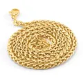 Gold stainless steel franco wheat chain necklace, durable titanium steel jewelry piece. - 3mm-60cm / Gold