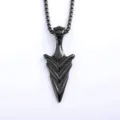 Black stainless steel arrow pendant necklace for men and women, retro glossy punk jewelry. - With Chain (02115) / Chain Length 60cm / Black