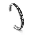 Vintage stainless steel skull cuff bracelet for men and women punk biker gothic jewelry style - Skull Relief Style (07112) / Steel