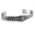 Bracelet manchette ouvert retro en acier inoxydable rune viking nordique bijoux homme - Style 06408 (Couleur Acier 06408) / Acier