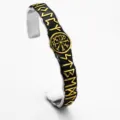 Nordique Viking Acier Inoxydable Bracelet Ouvert Forme C Runes Compas Bijoux Tendance - Style 06407 (Bicolore Or 06407)