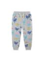 Graue Kinder Jogginghose Hauptansicht mit farbigem Cartoon Dinosaurier Muster Design. - 2Y(90cm) / Unterteile / Grauer Dinosaurier-Druck