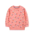 Felpa rosa bambina con stampa floreale pullover maniche lunghe girocollo moda bambini - Top / 2Y(90cm)