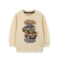 Boys cotton crewneck sweatshirt in khaki with cool race car graphic print for toddlers and kids. - 2Y(90cm) / Tops / Beige