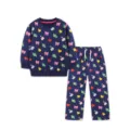 Kids Sweatshirt and Sweatpants Set in Dark Blue Color with Cute Print Variant Style - 2Y(90) / Top And Bottom