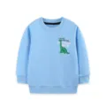 Kids light blue long sleeve crewneck sweatshirt with cute dinosaur graphic for autumn season. - 2Y(90cm) / Tops