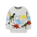 Kinderen grijze lange mouw sweatshirt met leuke en kleurrijke dinosaurus print voor jongens. - Tops / 2Y (90cm)