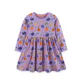 Herfst meisjes lange mouw jurk schattige Halloween pompoen print paarse katoenen prinses jurk - Dresses / Paars (Stijl 1754) / 6 jaar (120cm)