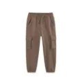 Bruine kinder cargo broek met elastische trekkoordsluiting en steekzakken voor jongens en meisjes. - Bruin