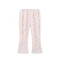 Kids flared leggings featuring cute strawberry print, white casual pants for little girls. - 2Y / Bottoms