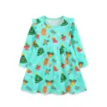 Abito maniche lunghe Natale stampa verde menta bambina bambini grazioso vestito festa - 2Y(90cm) / Vestiti