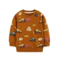 Toddler boys brown tractor print crewneck sweatshirt in comfortable knit cotton fabric. - 2Y(90cm) / Tops