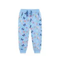 Pantalon de survêtement bleu pour fille avec imprimé papillon et fleurs, taille élastique. - 2Y(90cm) / Bas