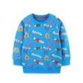 Kids rocket all-over print cotton sweatshirt, cute space shuttle pattern crew neck top for boys. - 2Y(90cm) / Tops