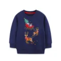 Kids Christmas sweatshirt boys crewneck pullover with cute reindeer embroidery top - 2Y(90cm) / Tops