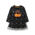 Abito lungo in tulle da bambina Halloween ricamo di zucca carina vestito da festa per bambini - 2Y(90cm) / Vestiti