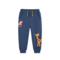 Pantalón de chándal casual para niño en azul marino con estampado animal y cordones amarillos. - 2Y(90cm) / Bottoms