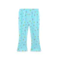 Pantaloni a zampa azzurri per bambine con simpatiche stampe di cartoni animati ovunque. - 2Y(90cm) / Pantaloni e gonne / Celeste Stampa Cartone Animato (9026)