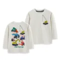 Boys long sleeve grey t-shirt with construction vehicles print, casual autumn kids top. - 2Y(90cm) / Tops