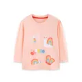Girls long sleeve t-shirt cute rainbow cartoon animals print pink casual kids top - Tops / 2Y(90cm)