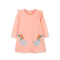 Leuke herfst meisjes jurk met lange mouwen, sterrenprint en comfortabel gebreid katoen. - 2Y(90cm) / Dresses