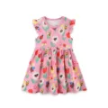 Zomer korte mouw roze jurk voor meisjes schattige cartoon lieveheersbeestje bij katoen - 2Y(90cm) / Dresses