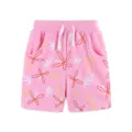Cute pink floral print girls summer shorts with white drawstring casual active kids wear. - 2Y(90cm) / Bottoms