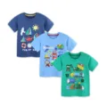Boys short sleeve t-shirt 3-pack cotton crewneck cute cartoon print summer kids top - Set / 3 Pieces/Pack / 2Y