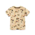 Boys cartoon tractor print short sleeve t-shirt summer casual crew neck children top - 2Y(90cm) / Tops / Khaki