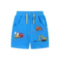 Kids knit cotton shorts bright blue summer toddler boys shorts with cartoon prints - Bottoms / 2Y(90cm)