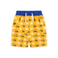 Boys casual summer shorts featuring cute excavator cartoon print, elastic waistband and drawstring. - 2Y(90cm) / Bottom (3236) / Yellow