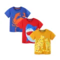 Set t-shirt manica corta ragazzo simpatico cartone animato granchio squalo leopardo cotone estate. - 6 anni (120cm) / Top