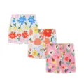 Kids summer printed cotton shorts, cute floral and lovely ladybug design for little girls. - 2Y(90cm) / Bottoms / Set of 3
