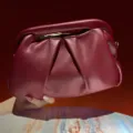 Wine Red Pleated Clutch Bag Elegant Evening Handbag Fashion PU Leather Women Handheld - Burgundy