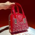 Elegant red rhinestone evening bag luxury studded handbag for women fashion shoulder bag - Red