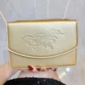 Elegante borsa a tracolla dorata con catena per donna, borsa versatile per la vita quotidiana. - Oro