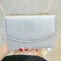 Borsa a tracolla argentata metallizzata da donna, elegante pochette da sera e borsetta chic. - Argento