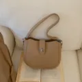 Korean minimalist solid color shoulder bag for women, stylish commuting crossbody bag. - Khaki Without Charm