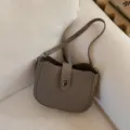 Chic minimalist grey leather shoulder bag for women, versatile everyday commuter crossbody handbag. - Gray Without Charm