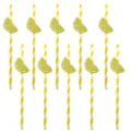 Lemon paper straws set of 10, cute fruit design drinking straws for summer party decor. - With Glue Dots 10 Pcs Pack / Lemon