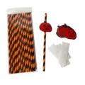 Halloween paper straw set with orange black stripes, pumpkin cards and glue dots for party. - Halloween Pumpkin
