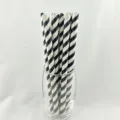 Black and white striped paper straws close up detail view, eco friendly drinking straws. - Black Striped Sharp Mouth
