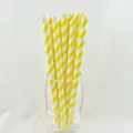 Disposable yellow and white striped paper straws eco-friendly biodegradable party drinkware - Yellow Striped Sharp Mouth